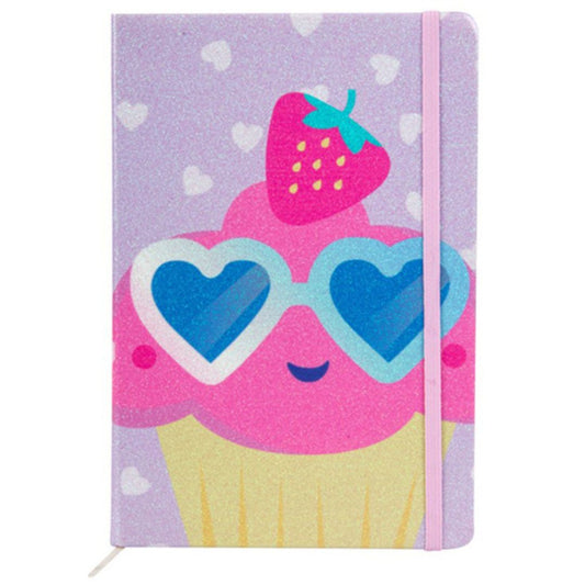 CUADERNO COSIDO C/L A5 GLITTER CUPCAKE