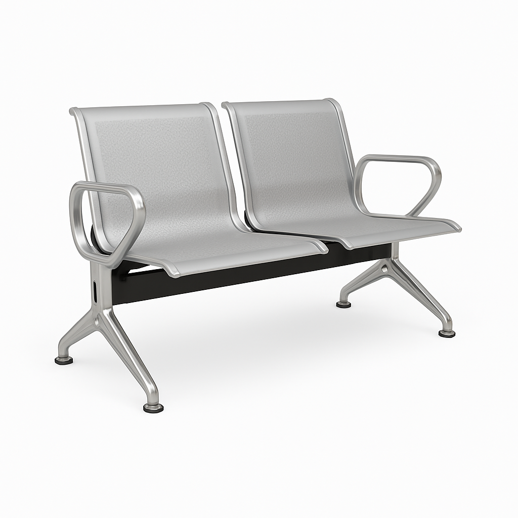 BANCA P/VISITAS DE METAL GALVANIZADO PREMIUM C/2 ASIENTOS PLATEADA