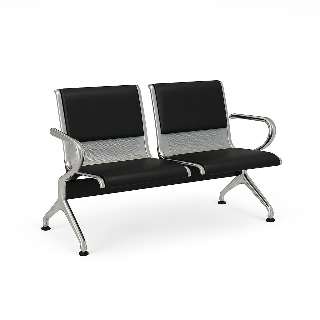 BANCA P/VISITAS DE METAL GALVANIZADO PREMIUM C/2 ASIENTOS NEGRO