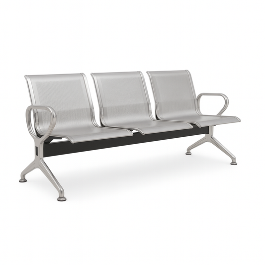 BANCA P/VISITAS DE METAL C/3 GALVANIZADO PREMIUM ASIENTOS PLATEADO