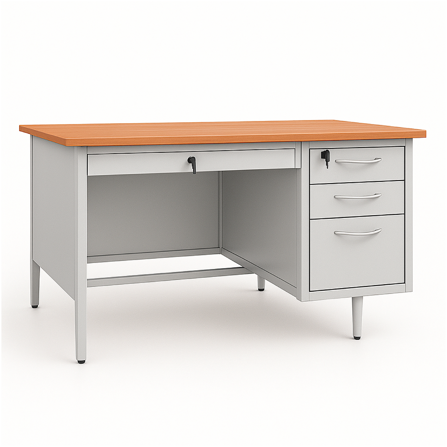 ESCRITORIO C/4 GAV (29X55X27) BASE GRIS C/TOPE HAYA