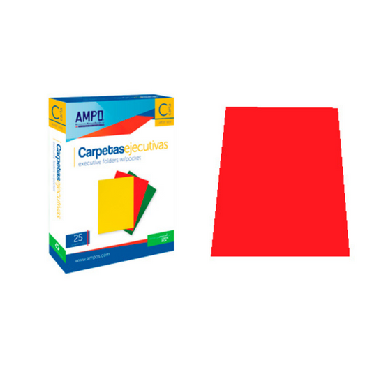 FOLDERS SATINADO (8.5 X 11) ROJO PAQ. 25
