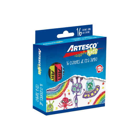 JUEGO CREYONES DE CERA JUMBO 16/1 (Artesco) PAQ. 12