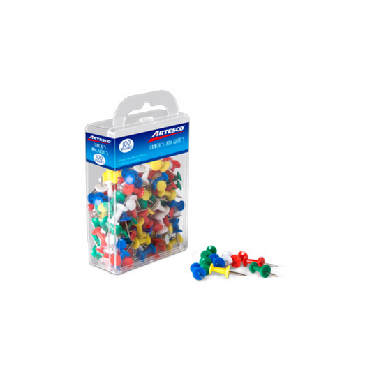CHINCHETAS PLASTICAS DE COLORES 100/1 PAQ. 12