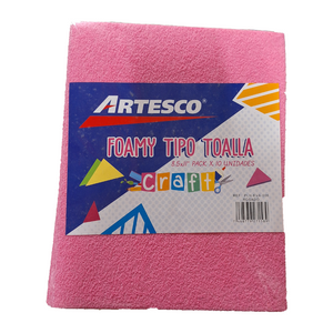 FOAMY ARTESCO T/TOALLA (8.5 X 11)  ROSADO PAQ. 10