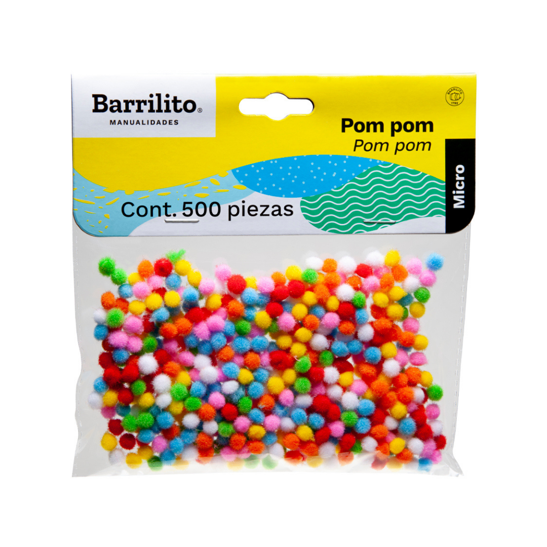 POM POM COLORES SURTIDOS MICRO BOLSA CON 500 pzas