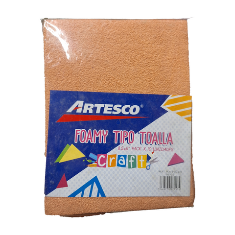 FOAMY ARTESCO T/TOALLA (8.5 X 11)  CREMA PAQ. 10