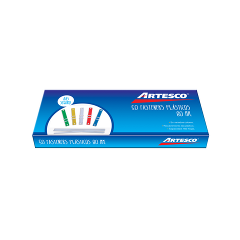 GANCHOS FASTENER PLASTICOS 80mm COLORES SURT. (Artesco) PAQ. 10