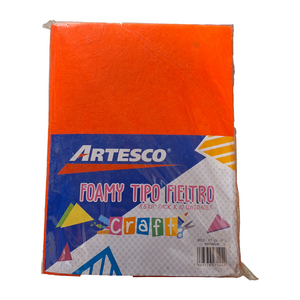 FOAMY ARTESCO T/FIELTRO (8.5 X 11)  NARANJA PAQ. 10