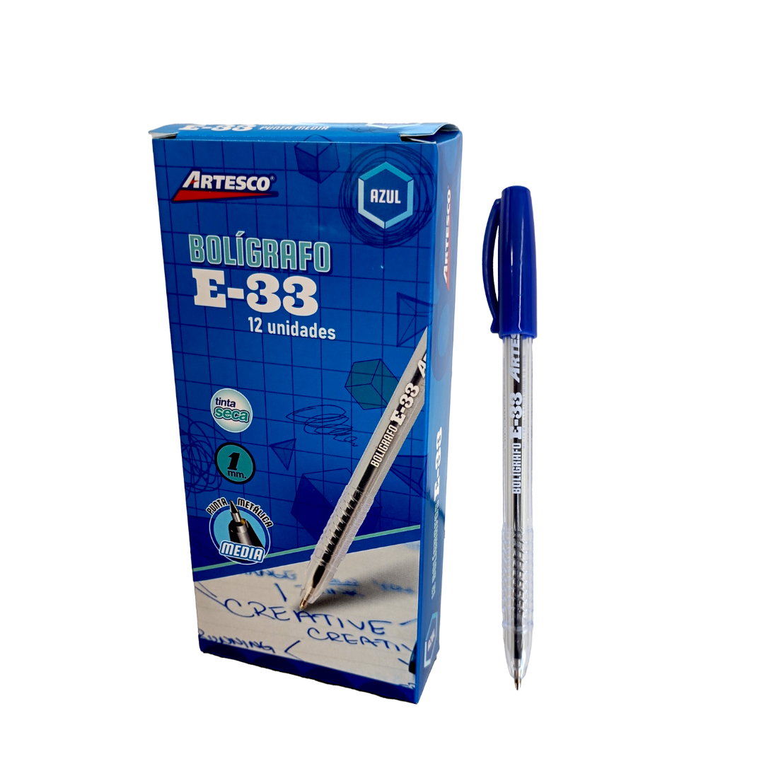 BOLIGRAFOS TINTA SECA E-33 AZUL 12/1