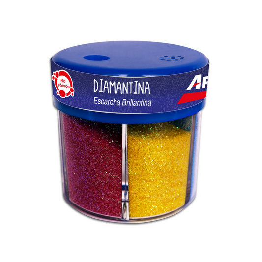 ESCARCHA DIAMANTINA EN DISPENSADOR 6 COL. METALNEON 60grs PAQ. 6