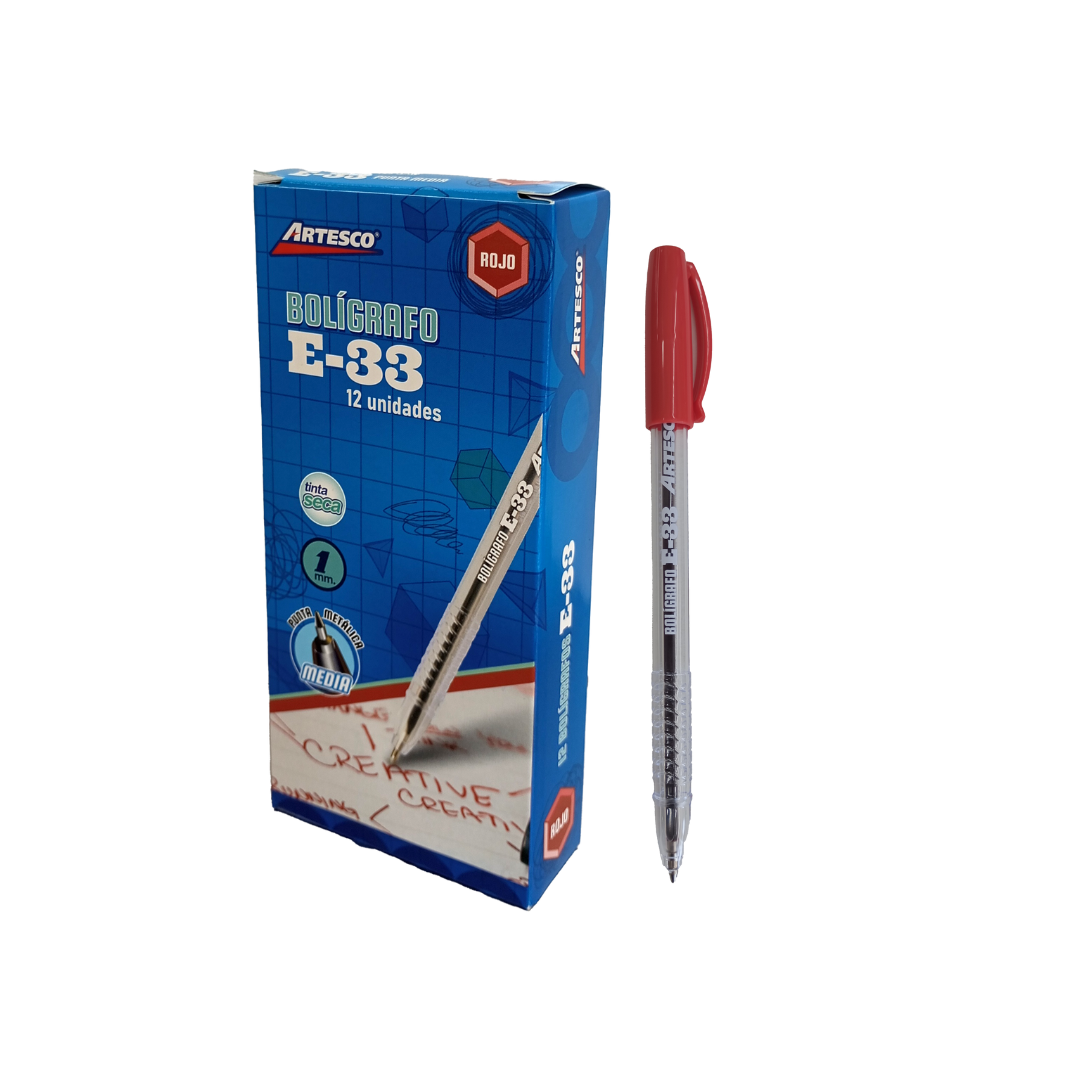 BOLIGRAFOS TINTA SECA E-33 ROJO 12/1