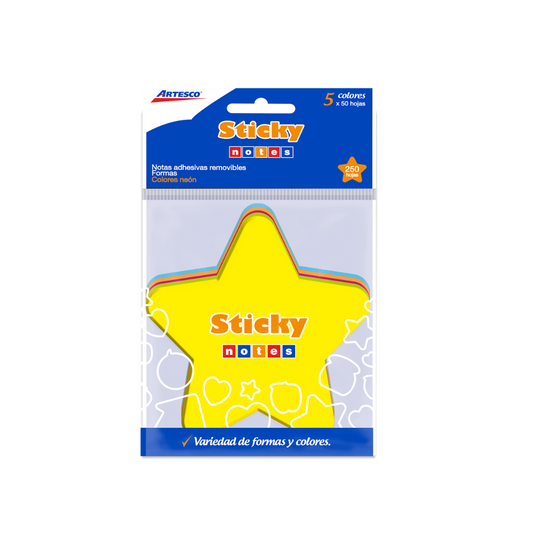 NOTAS ADHESIVAS C/DISEÑOS NEON ESTRELLA