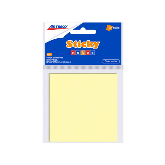 NOTAS ADHESIVAS (3 X 3) AMARILLO #654 BLISTER PAQ. 12