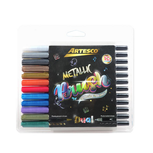 JUEGO DE MARCADOR DUAL BRUSH METALLIC  12/1 BLISTER