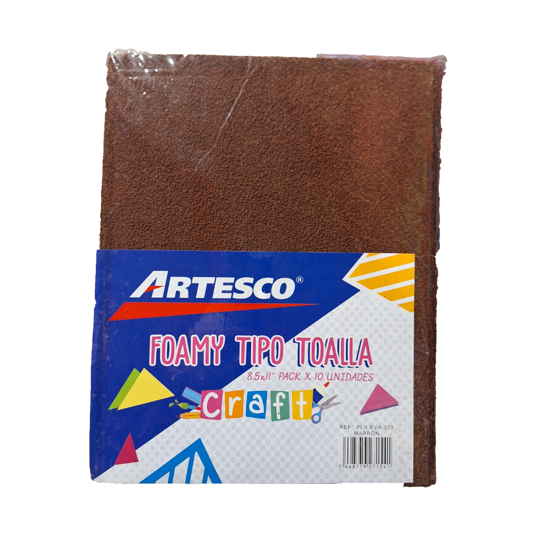 FOAMY ARTESCO T/TOALLA (8.5 X 11)  MARRON PAQ. 10