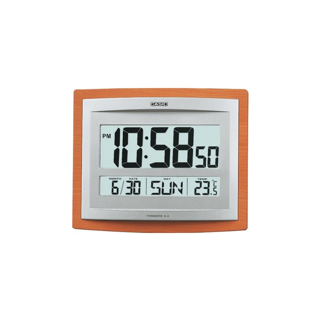 RELOJ CASIO DE PARED TERMO MONITOR EN MADERA