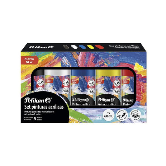 JUEGO DE ACRILICA 60mL 5/1 COLORES PRIMARIOS (No Tóxico)