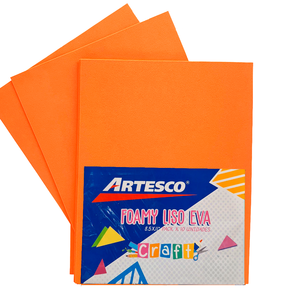 FOAMY ARTESCO LISO EVA (8.5 X 11) NARANJA