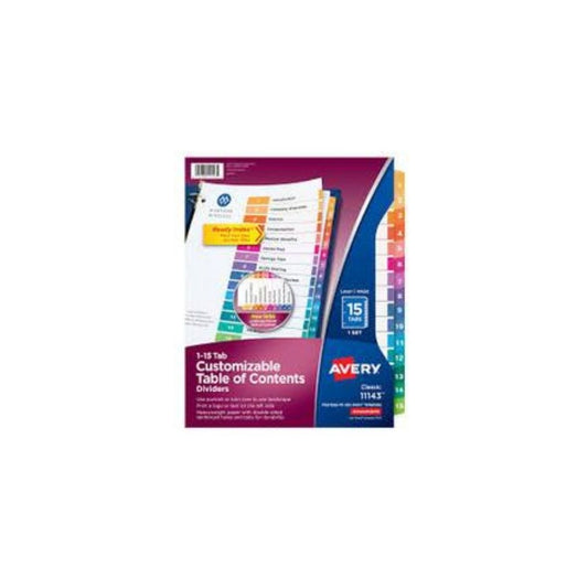 SEPARADOR P/CARPETAS 15 TAB MULTICOLOR PAQ. 12