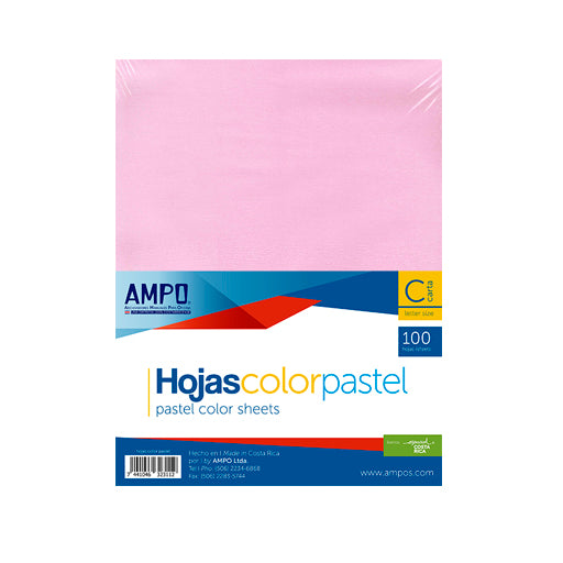 RESMA PAPEL 8.5X11 ROSADO PASTEL 100/1