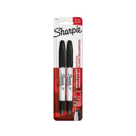 JUEGO DE FELPAS PERMANENTE SHARPIE TWIN NEGRO 2/1 BL PAQ. 12
