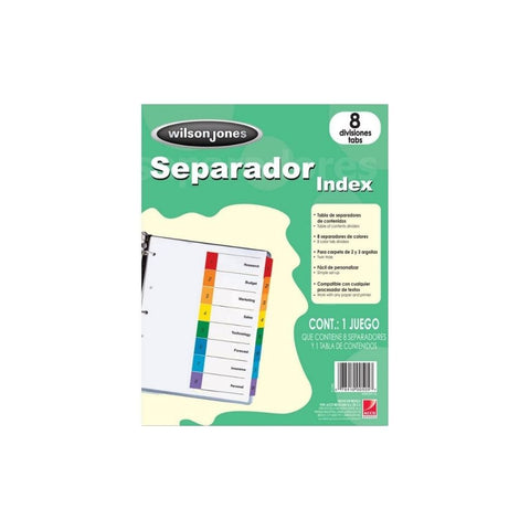 SEPARADOR P/CARPETAS  8 TAB MULTICOLOR(00505)