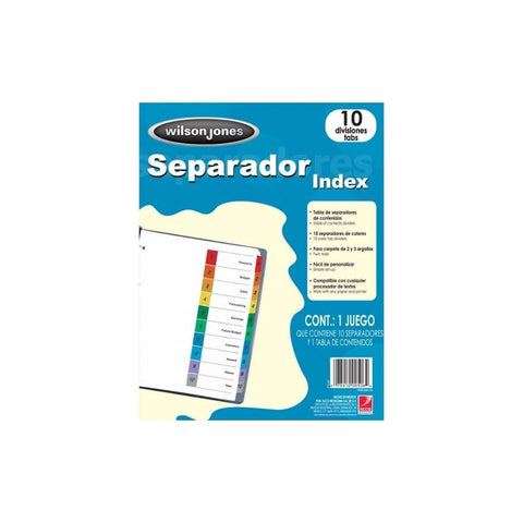 SEPARADOR P/CARPETAS 10 TAB MULTICOLOR (00506) UNIDAD 1
