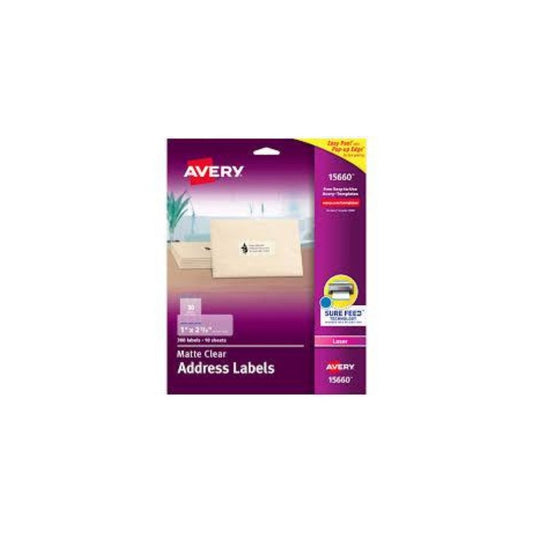 ETIQUETAS P/PRINTER LASER 1 X 2-5/8 CLEAR 300L UNIDAD 1