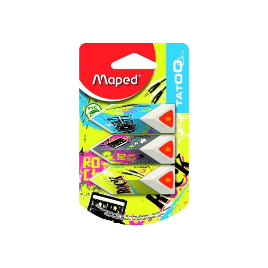 GOMAS DE BORRAR PIRAMIDE TATOO 3/1 BL PAQ. 18