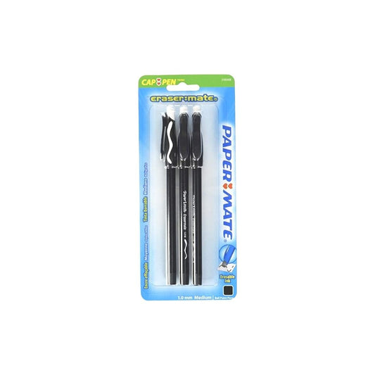 BOLIGRAFOS BORRABLES (ERASER) MATE  3/1 NEGRO BL PAQ. 6