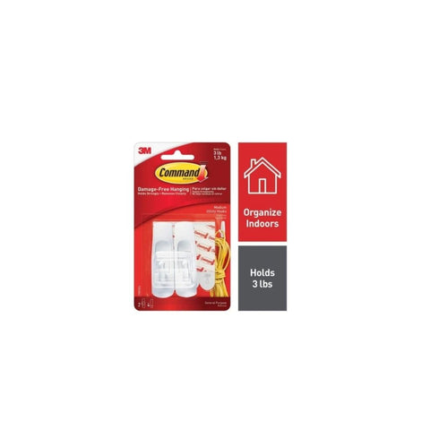 GANCHOS DE PARED MED. 2/1 C/STRIPS (3 lib.) PAQ. 6