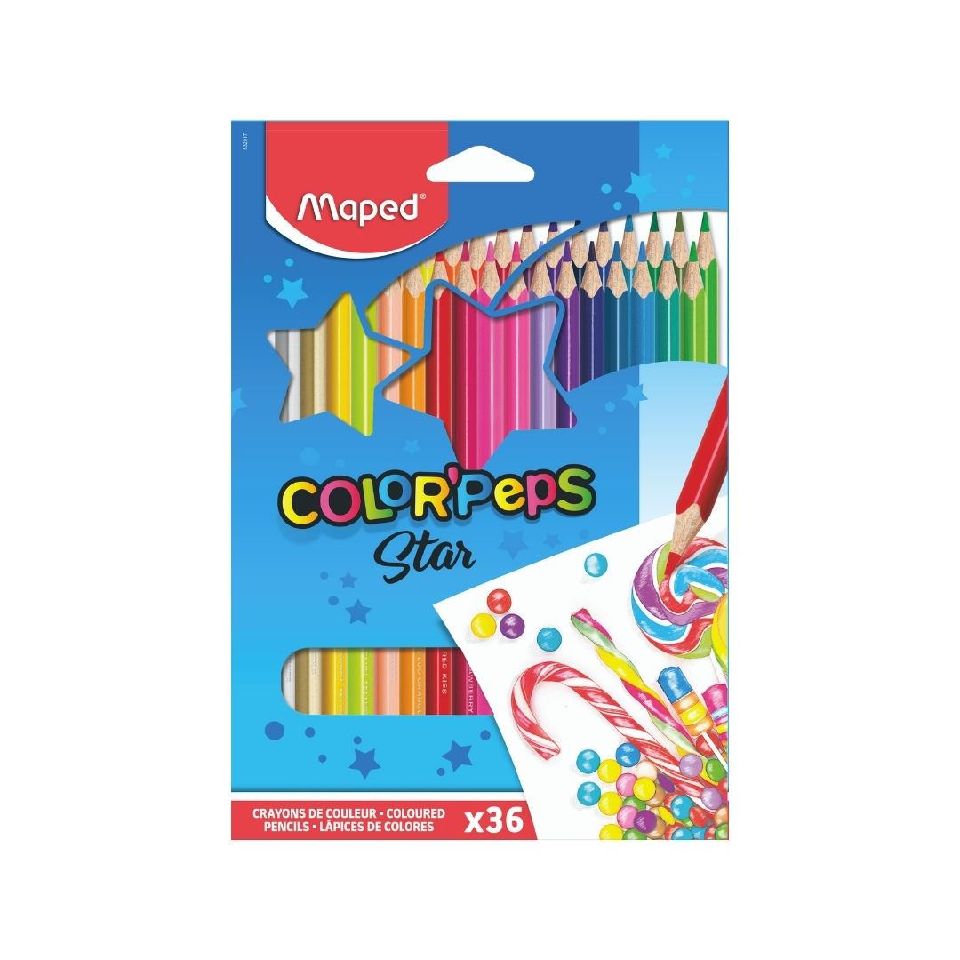 JUEGO LAPICES COLORES COLOR PEPS STAR 36/1 BL PAQ. 12