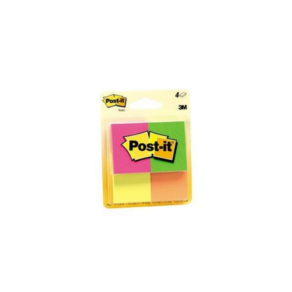 POST-IT (1-3/8 X 1-7/8)  4/1  NEON SURTIDO PAQ. 12