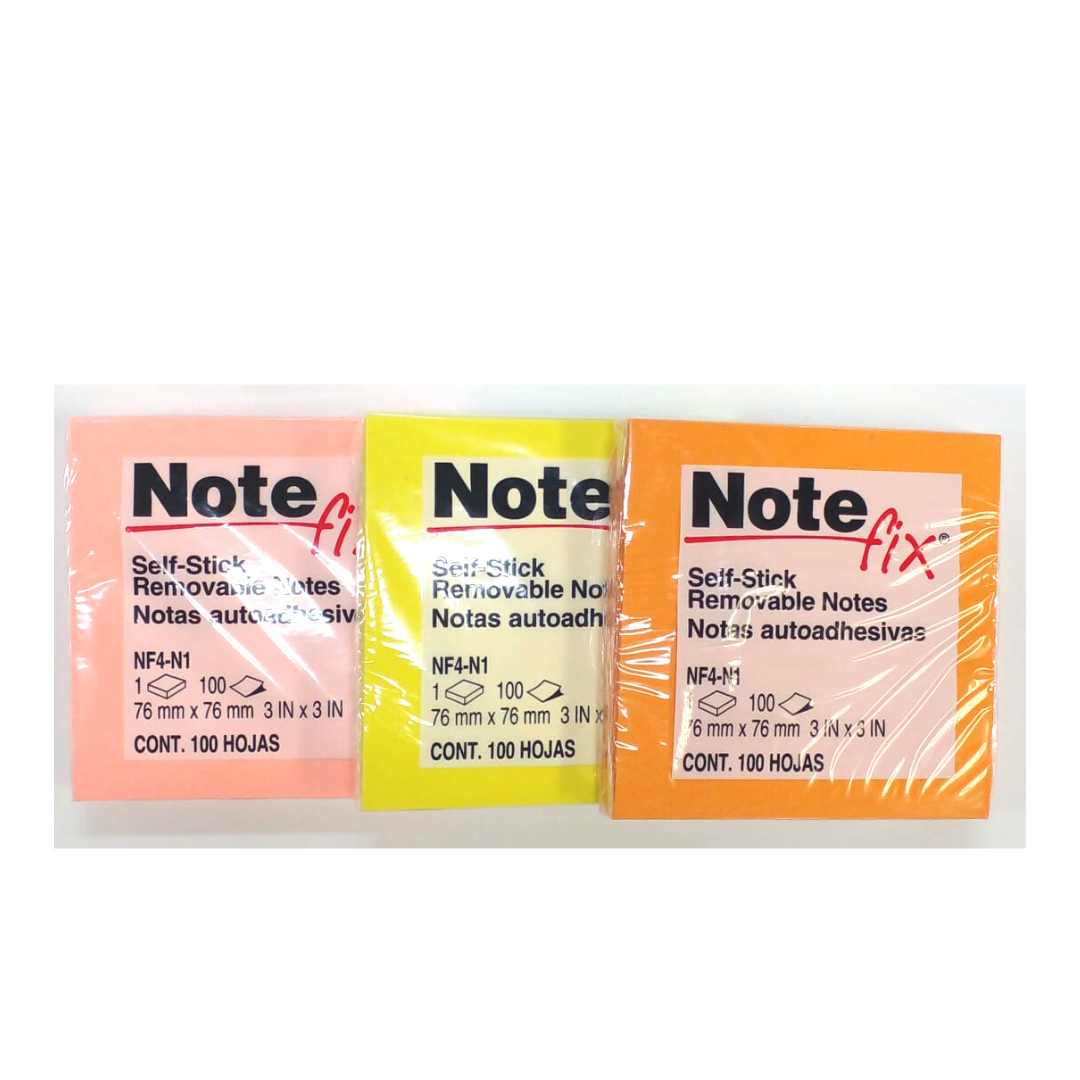 POST-IT (3 X 3) COLORES NEON SURTIDOS PAQ. 12