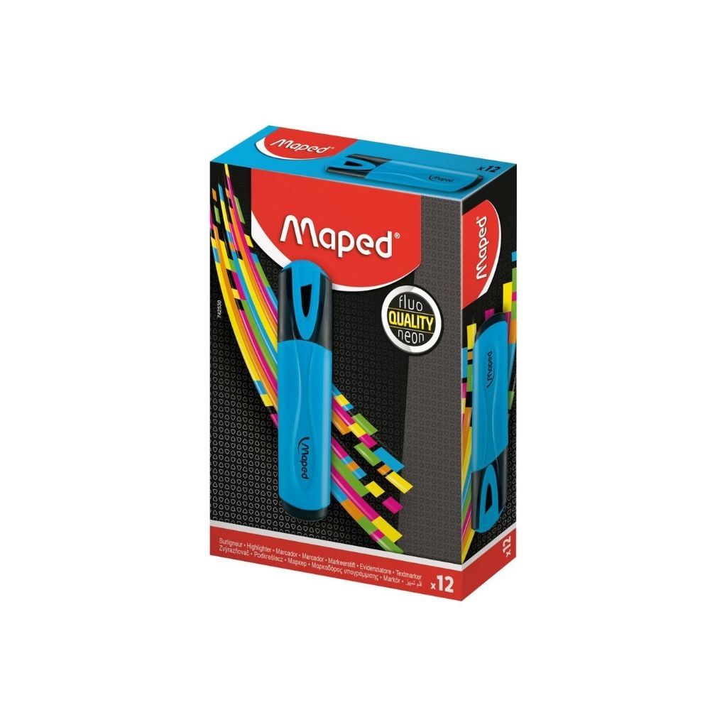 RESALTADOR FLUO PEPS   AZUL PAQ. 12