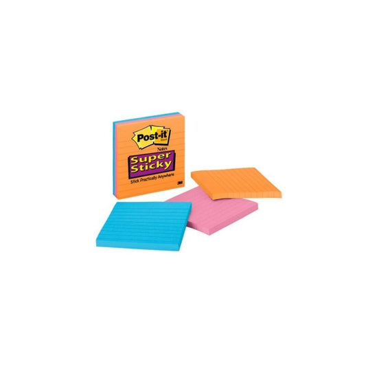 POST-IT (4 X 4) C/LINEAS 3/1 SURTIDO SUPER ADHESIVAS PAQ. 4