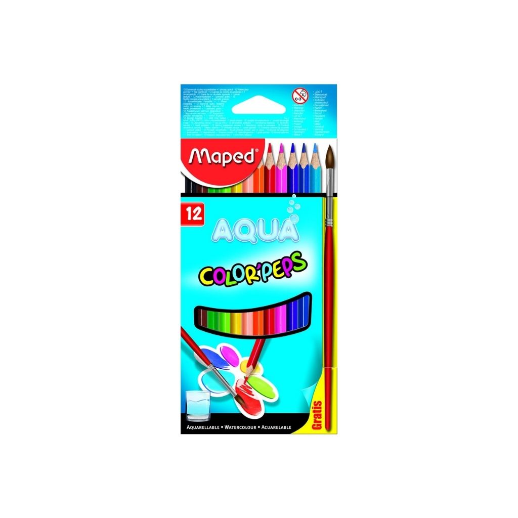 JUEGO LAPICES COLORES ACUARELABLES 12/1 C/PINCEL PAQ. 12