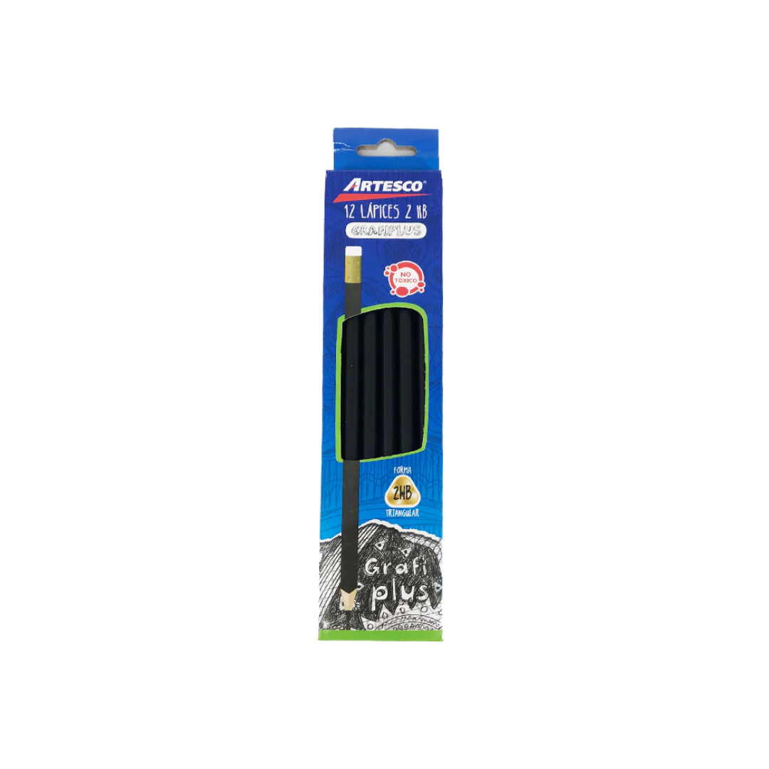 LAPICES NO.2 HB 12/1 NEGRO ARTESCO (Grafiplus) PAQ. 12