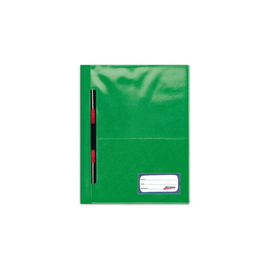 FOLDER PLASTICO C/BOLSILLO TRANSL. VERDE PAQ. 24