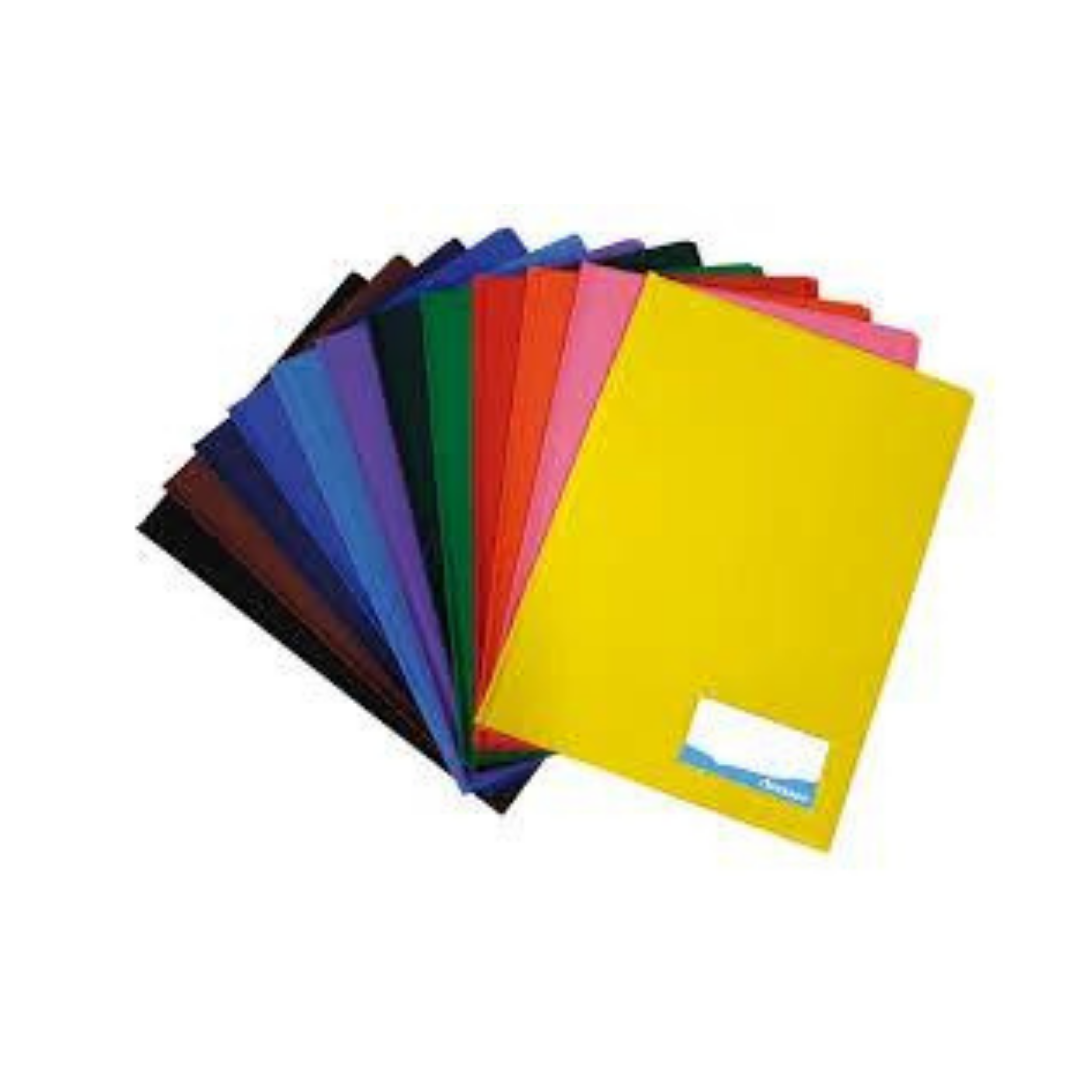 FOLDER PLASTICO C/BOLSILLO TRANSL. Naranja PAQ. 24
