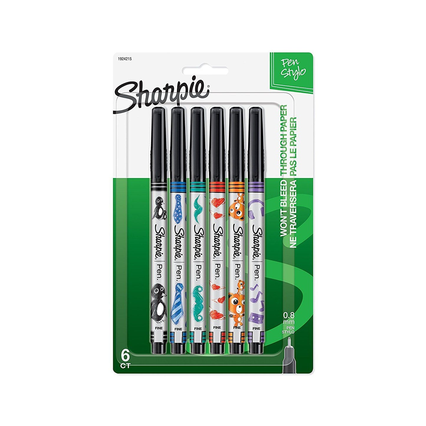 JUEGO DE FELPAS SHARPIE FINA PEN STYLO 6/1 PAQ. 6