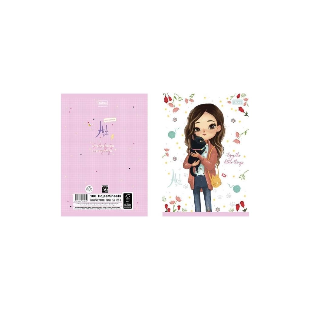 CUADERNO COSIDO 200 PAG. HI GIRL (LICENCIA) PAQ. 27