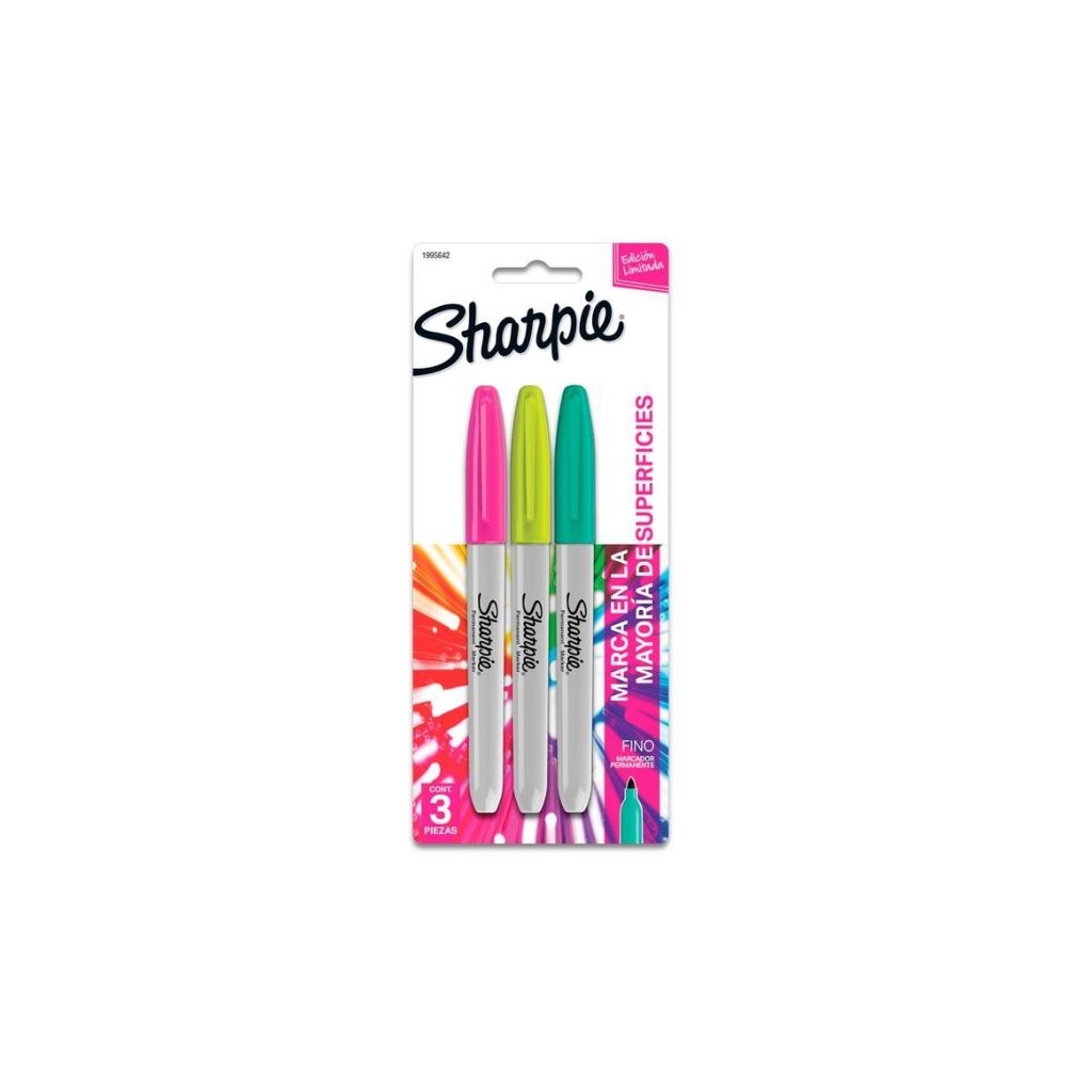 JUEGO DE FELPAS PERMANENTE SHARPIE FINA BURST 3/1 BL DURO PAQ. 6