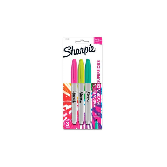 JUEGO DE FELPAS PERMANENTE SHARPIE FINA BURST 3/1 BL DURO PAQ. 6