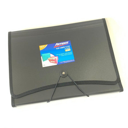 FOLDERS ACORDEON PLASTICO (10X12) 13Div. C/ELASTICO AZUL PAQ. 12