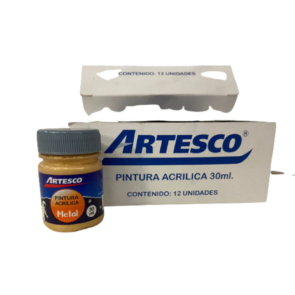 PINTURA ACRILICA PERLADA METALICA 30ML DORADA PAQ. 12