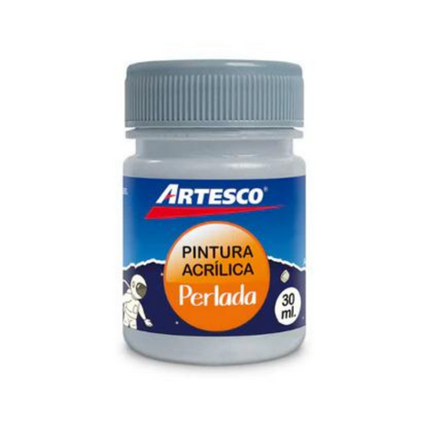 PINTURA ACRILICA PERLADA METALICA 30ML PLATA PAQ. 12