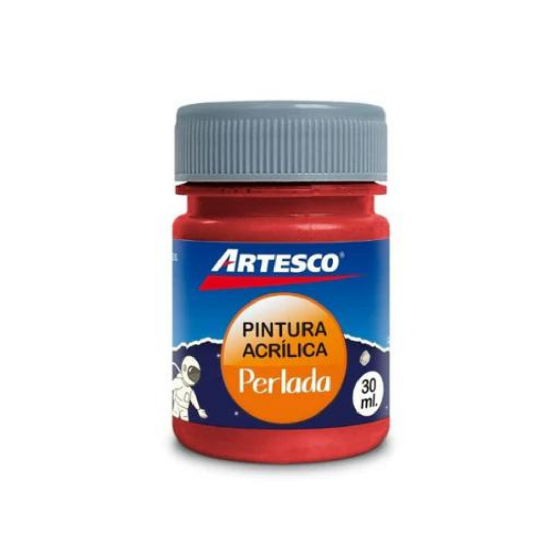 PINTURA ACRILICA PERLADA METALICA 30ML ROJO PAQ. 12