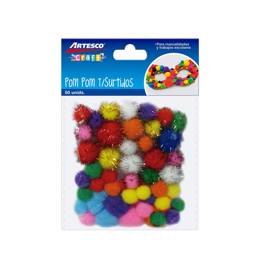 POMPOM 1.5 CM BRILLANTE SURT. 50/1 BL UNIDAD 1